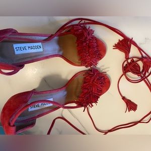Red Tassel Suede Heel
